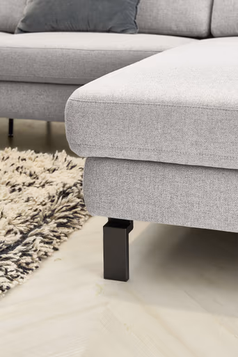 Ecksofa - 3-Sitzer mit Longchair rechts, Relaxfunktion motorisch, Stoff, Hellgrau