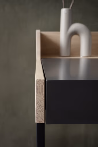 Schreibtisch - Eiche, Milk, Lack, Dunkelgrau