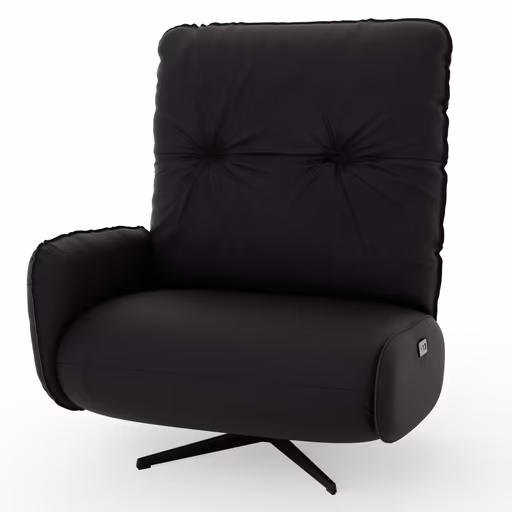 Loungesessel Lovere - Leder, Schwarz, Armlehne links