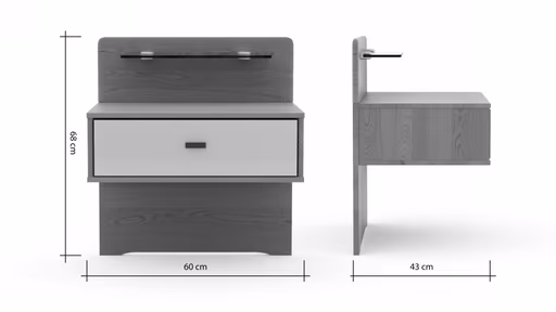 Nachttisch Lenoso - Eiche Nachbildung, Glas Champagner