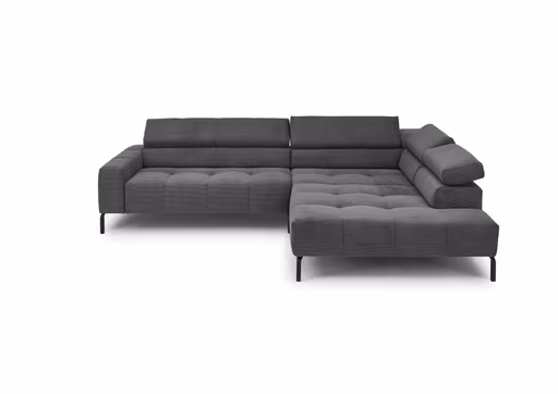  Ecksofa COLLEEN 2.0 - 2-Sitzer mit Ecke rechts, Sitzvorzug motorisch, Feincord, Anthrazit