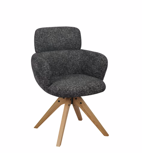 Armlehnstuhl MANJA - drehbar, Stoff, Graublau