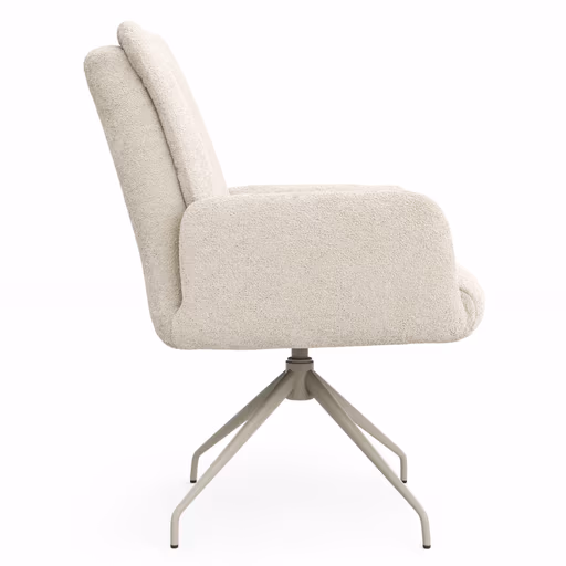 Armlehnstuhl Evania - Dreh und Relax-Funktion, hoher Rücken, Stoff, Creme