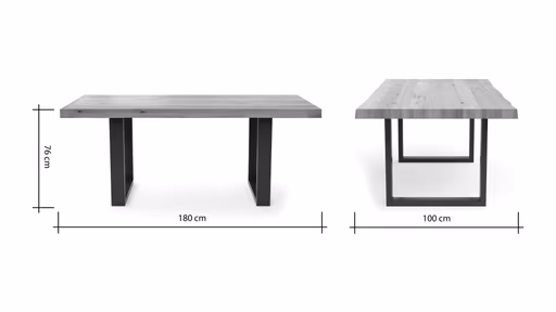 Esstisch Clifton - LB ca. 180x100 cm, Wildeiche massiv, Schwarz verfüllt