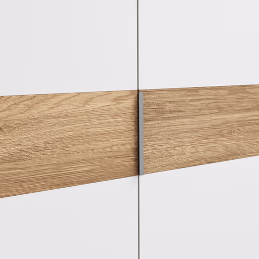 Drehtürenschrank Viana - B ca. 254 cm, Lack, Weiß, Riffholz, Wildeiche