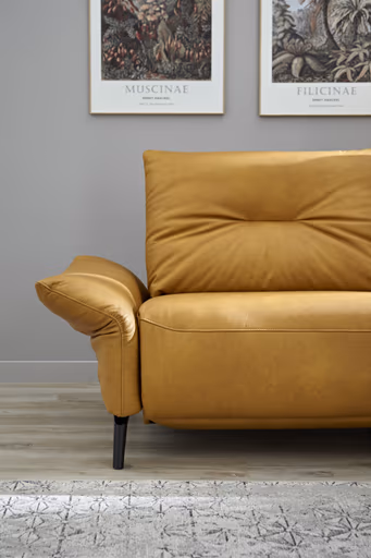 Sofa Bahia - 2-Sitzer inkl. Armlehne verstellbar, Leder, Kurkuma