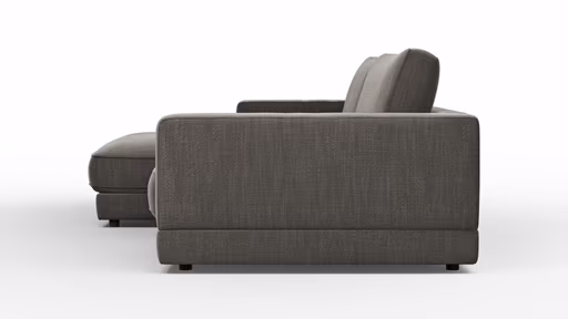 Ecksofa Juni - Longchair links mit 1,5-Sitzer, Stoff, Schwarz