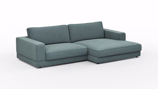 Ecksofa Juni - 1,5-Sitzer mit Longchair rechts, Stoff, Petrol