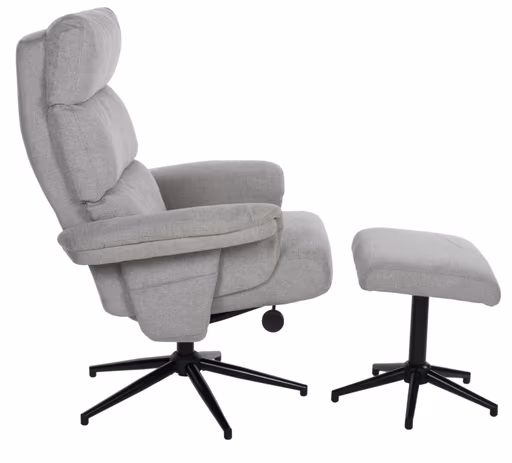 Relaxsessel mit Hocker - drehbar, Relaxfunktion, Webstoff, Steingrau