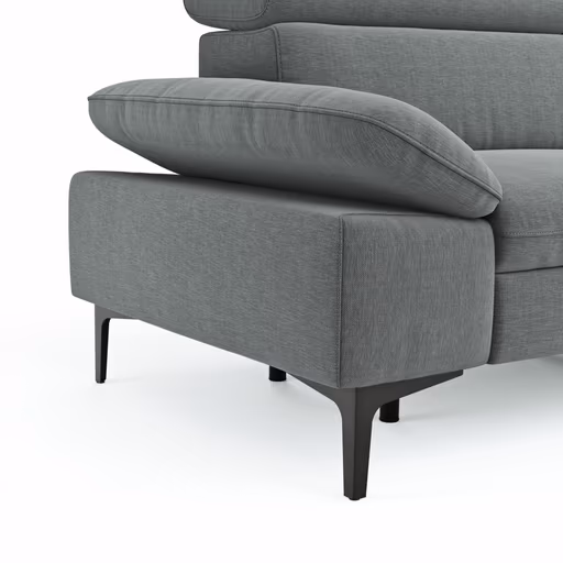 Ecksofa Felipa - 2,5-Sitzer mit Ecke rechts inkl. Armlehne verstellbar und Rückenlehne/Sitztiefe verstellbar (motorisch), Stoff, Grau