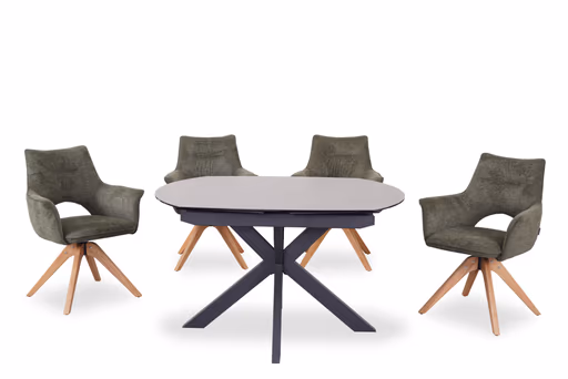 Esstisch MEGGIE - ausziehbar, LB ca. 130x100 cm, Glaskeramik, Grau