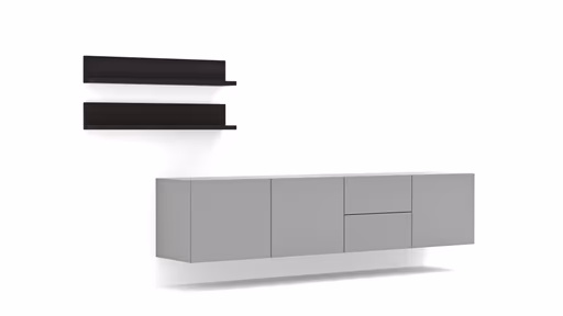 Wohnwand Palos - Lack, Hellgrau