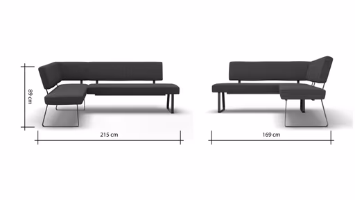 Eckbank Carmelo - Breite ca. 169x215 cm, Velour, Hellblau