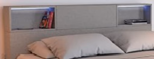 Boxspringbett - Liegefläche ca. 180x200 cm, inkl. Beleuchtung, Ablage u. USB-Anschluss, Stoff, Hellgrau