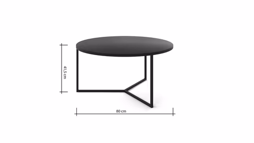 Couchtisch Joan 3 - LBH ca. 80x80x41,5 cm, Metall, Schwarz