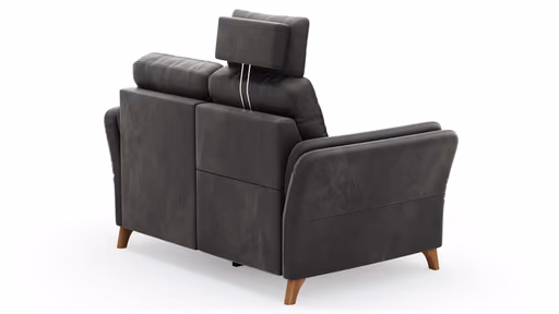 Sofa Vayra - 2-Sitzer, inkl. Relaxfunktion (motorisch) und Kopfstütze verstellbar (manuell), Stoff, Anthrazit