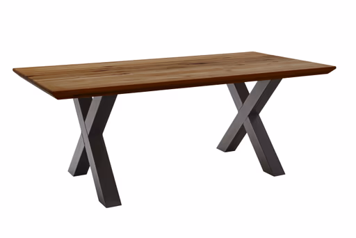 Esstisch - LB ca. 220x100 cm, Zerreiche massiv geölt, Schweizer Kante, Schwarz