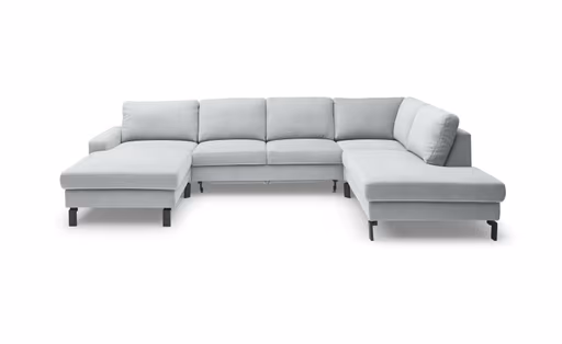 Wohnlandschaft CALM - Longchair links, 2-Sitzer, inkl. Schlaffunktion, Ecke rechts, Microfaser, Hellblau