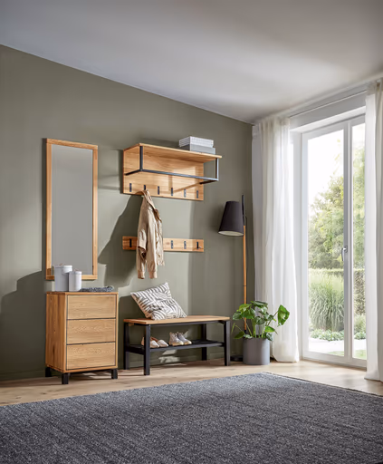 Garderobenkombination Williston - Korpus Wildeiche geölt / Front sandgestrahlt