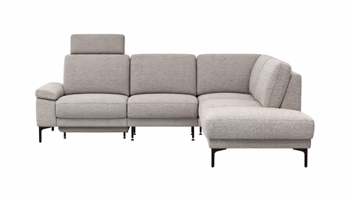 Ecksofa Matero - 2-Sitzer mit Ecke rechts inkl. Relaxfunktion motorisch und Sitzvorzug, Stoff, Hellgrau