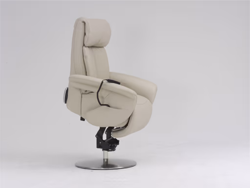 Sessel - Relaxfunktion motorisch, Aufstehhilfe, Leder, Hellgrau