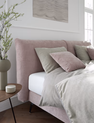 Boxspringbett Delia - Liegefläche ca. 180x200 cm, Stoff, Rose 