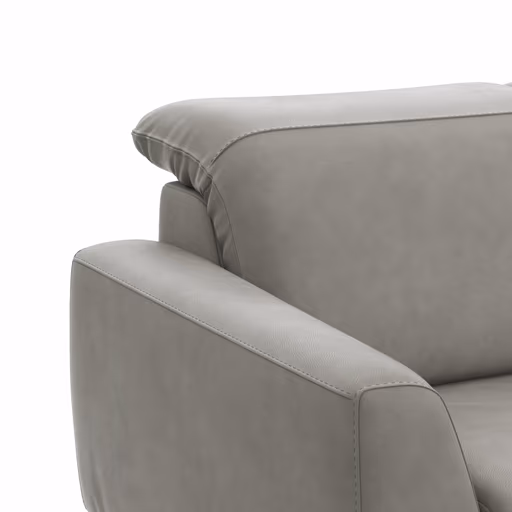Sofa Tulsa KV - 2,5-Sitzer, inkl. Kopfteilverstellung, Leder, Graubeige