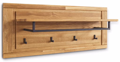 Garderobenpaneel Farmingdale - Eiche massiv, natur geölt