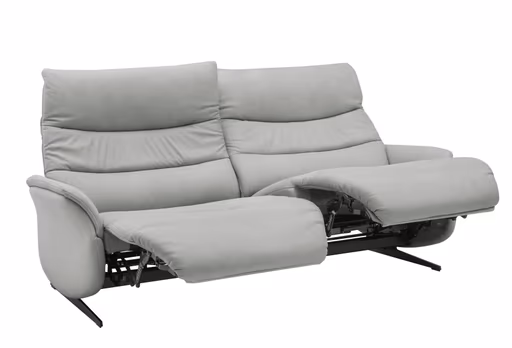 Sofa EM Lun - 3-Sitzer, Wall-Free Funktion, Kopfteilverstellung, Leder, grau