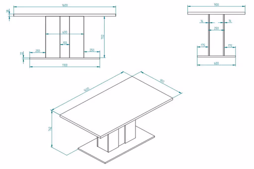 Esstisch - LB ca. 160x90 cm, Eiche Evoke Nachbildung, Salbeigrün