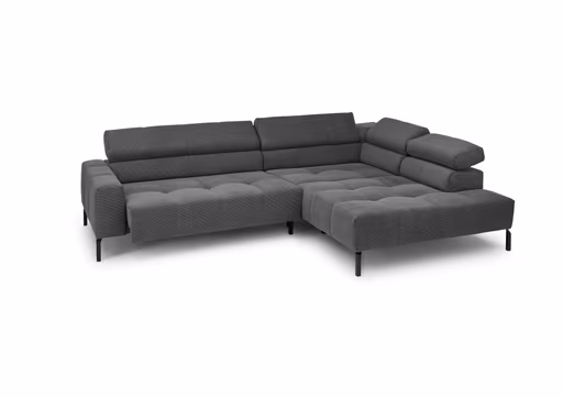 Ecksofa COLLEEN 2.0 - 2-Sitzer mit Ecke rechts, Sitzvorzug motorisch, Feincord, Anthrazit