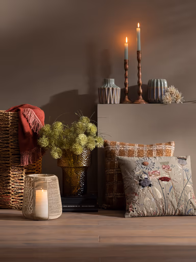 Deko-Kissen - B/L ca. 45x45 cm, Beige/Grün/Hellrosa