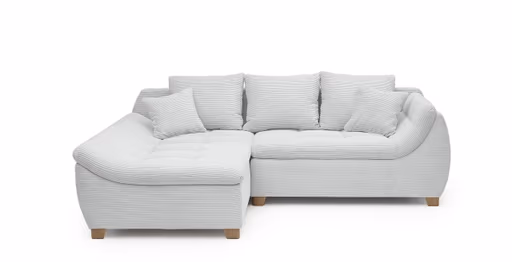 Ecksofa JAMILA - 2-Sitzer, Ecke rechts, Stoff, Silberfarben