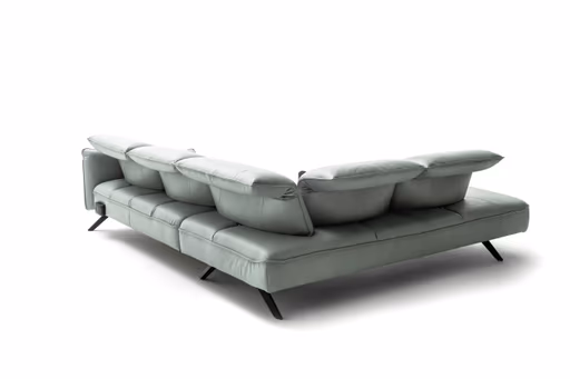 Ecksofa Bormio - Ecke links mit 2,5-Sitzer inklusive motorischer Fußteilverstellung, Leder, Jade