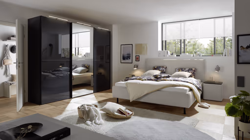 Polsterbett EM Soline - Liegefläche ca. 180x200 cm, Stoff, silber