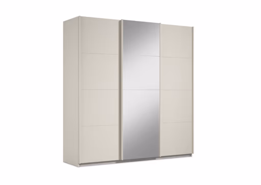 Schwebetürenschrank RIVASA- B ca. 203 cm, Champagner, Spiegel