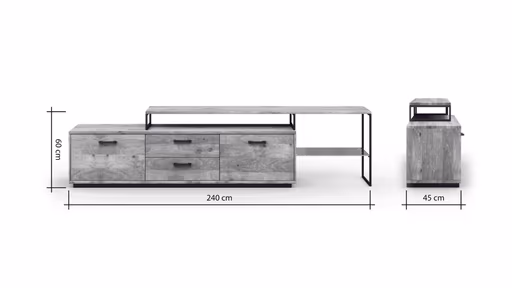 Lowboard Savannah - Aufsatz rechts, Wildeiche massiv, natur geölt