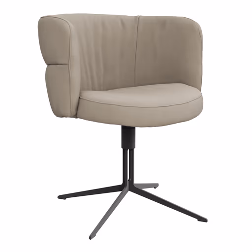 Armlehnstuhl Milana - drehbar, Leder, Offwhite