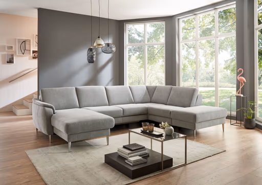 Wohnlandschaft - Longchair links mit 2,5-Sitzer und Ecke rechts