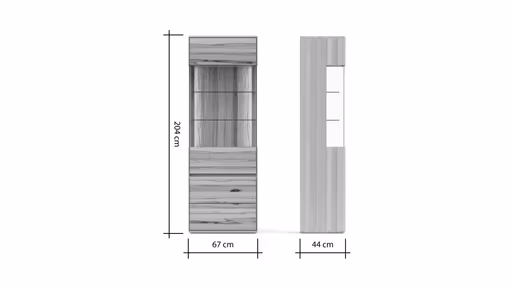 Vitrine Hillsboro - inkl. Beleuchtung, Anschlag Rechts, Buche/Kernbuche natur, geölt