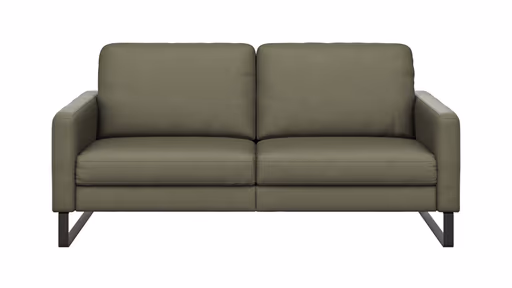 Sofa Enna - 3-Sitzer, Armlehne A, Leder, Olive, Kufe, Schwarz