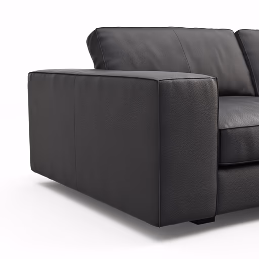 Sofa Aprino 1 - 3,5-Sitzer XL, Dickleder, Schwarz, Armlehne Block breit
