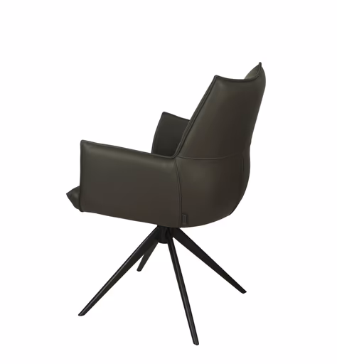 Armlehnstuhl MELE - drehbar, Leder, Dunkelbraun