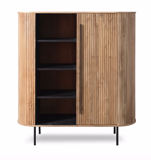 Highboard - mit Beleuchtung, B ca. 118 cm, Akazie massiv