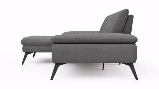 Ecksofa Collina - Longchair links, 2,5-Sitzer inkl. Sitztiefen- u. Armlehehnenverstellung, Stoff, Dunkelgrau