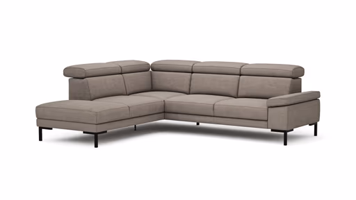 Ecksofa Hudson - Ecke links, 2,5-Sitzer, inkl. Kopfteil verstellbar, Stoff, Khaki