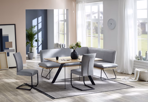 Eckbank - Stoff, Hellgrau