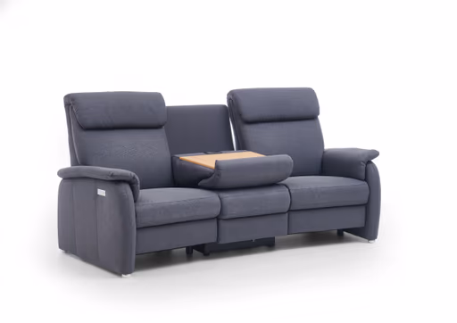Sofa - 2-Sitzer mit Trapezelement mit Tisch mittig, inkl. teilmotorische Verstellung, Stoff, Anthrazit