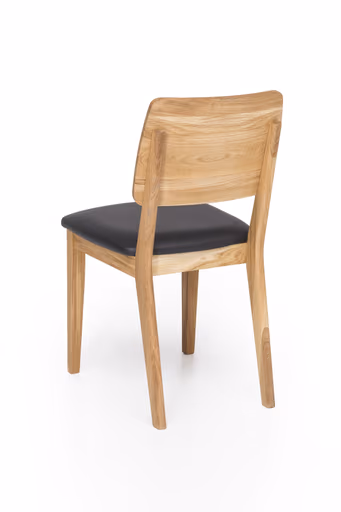 Stuhl - Kernbuche massiv, Leder, Schwarz