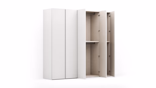 Drehtürenschrank Loretto - B ca. 254 cm, Melamin matt, Weiß